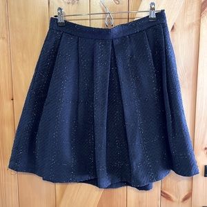 Banana Republic Navy Metallic Pleated Skirt